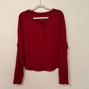 GapBody Deep Red Notched V-Neck Top